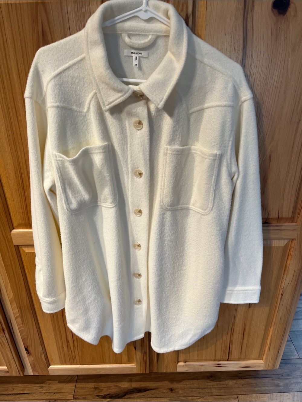 Maurices Cream Teddy Shacket, size M - EUC